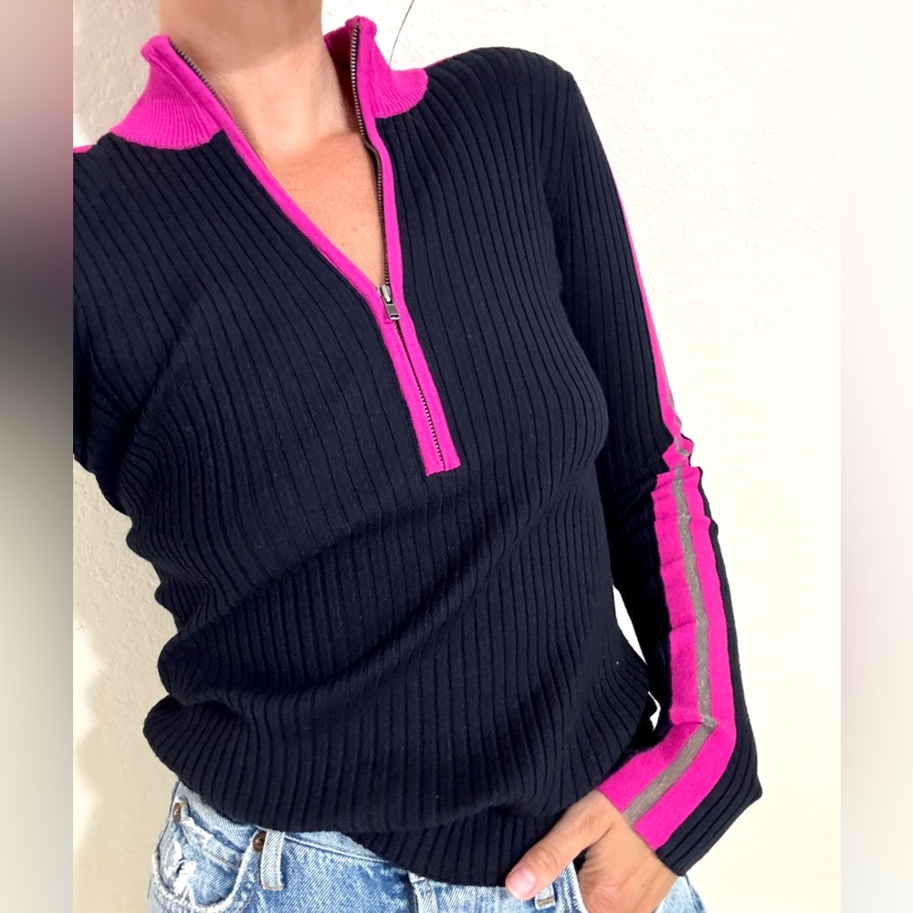 Bailey 44 Ribbed Quarter Zip Ribbed Sweater